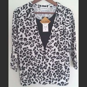 Acrylic Animal Print Sweater By CD Petites Size PS